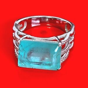 925 Sterling Silver Ring with Paraiba Doublet Quartz